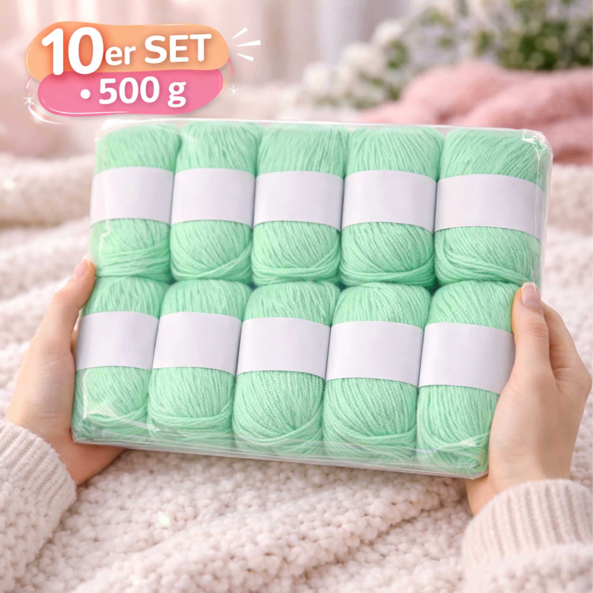 Seide Kaschmir Strickgarn Set 10 Knäuel 500 g Wassergrün
