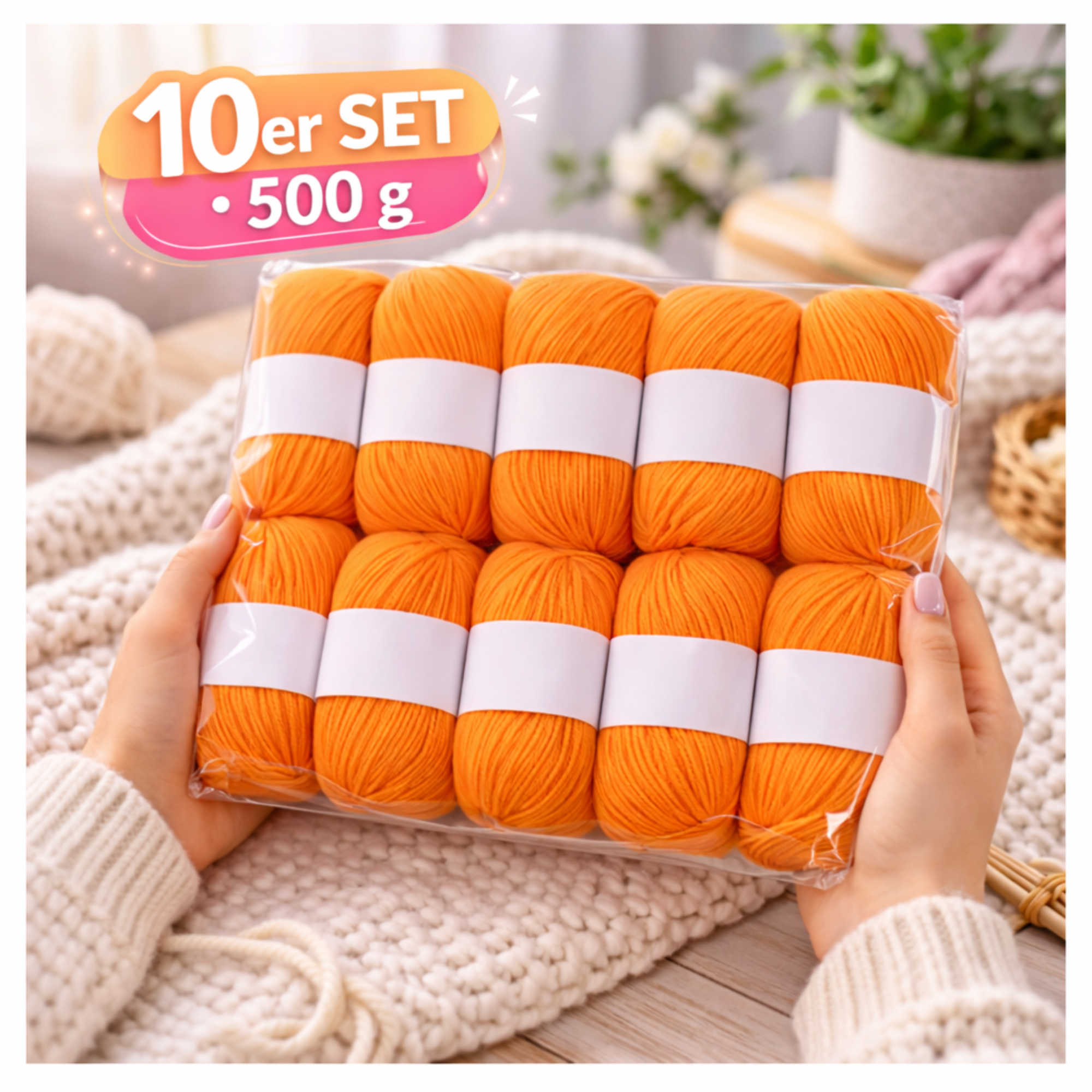 Seide Kaschmir Strickgarn Set 10 Knäuel 500 g Goldgelb 