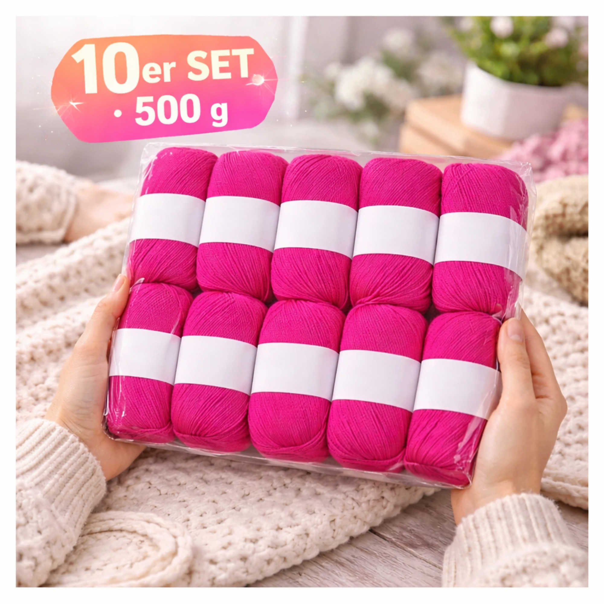 Seide Kaschmir Strickgarn Set 10 Knäuel 500 g tiefes Rosenrot