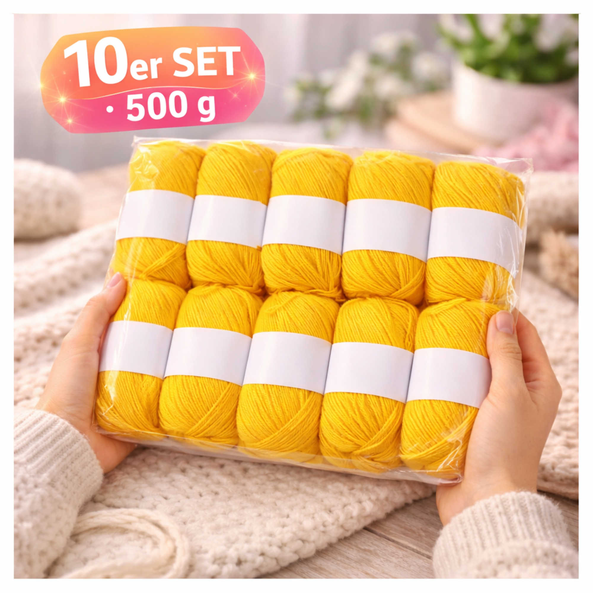 Seide Kaschmir Strickgarn Set 10 Knäuel 500 g Kurkuma