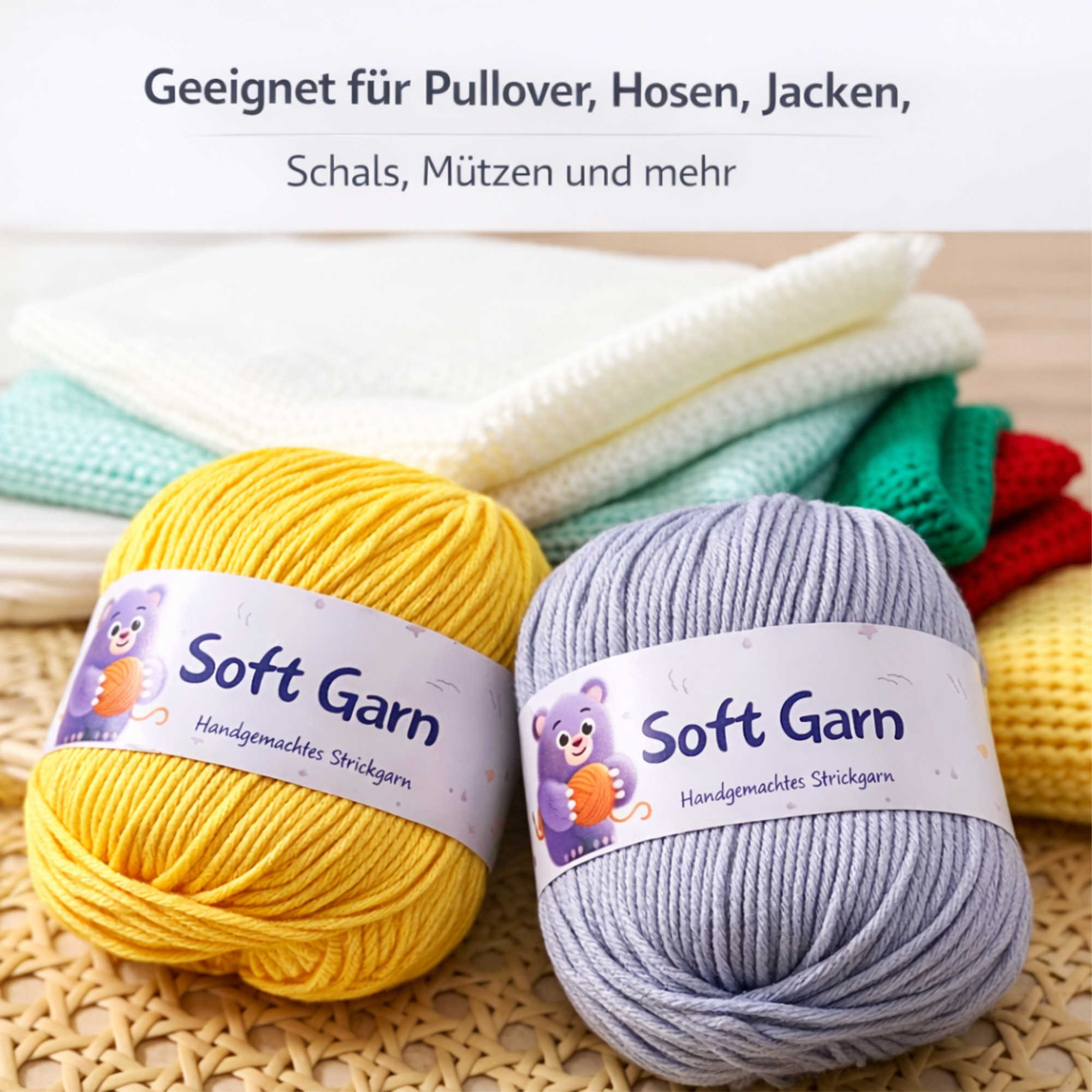 NOMIRO Acrylgarn 6-fach Set - 500 g (10 × 50 g) - weich, selbststreifend - Strick- und Häkelgarn für Pullover, Schals und Mützen