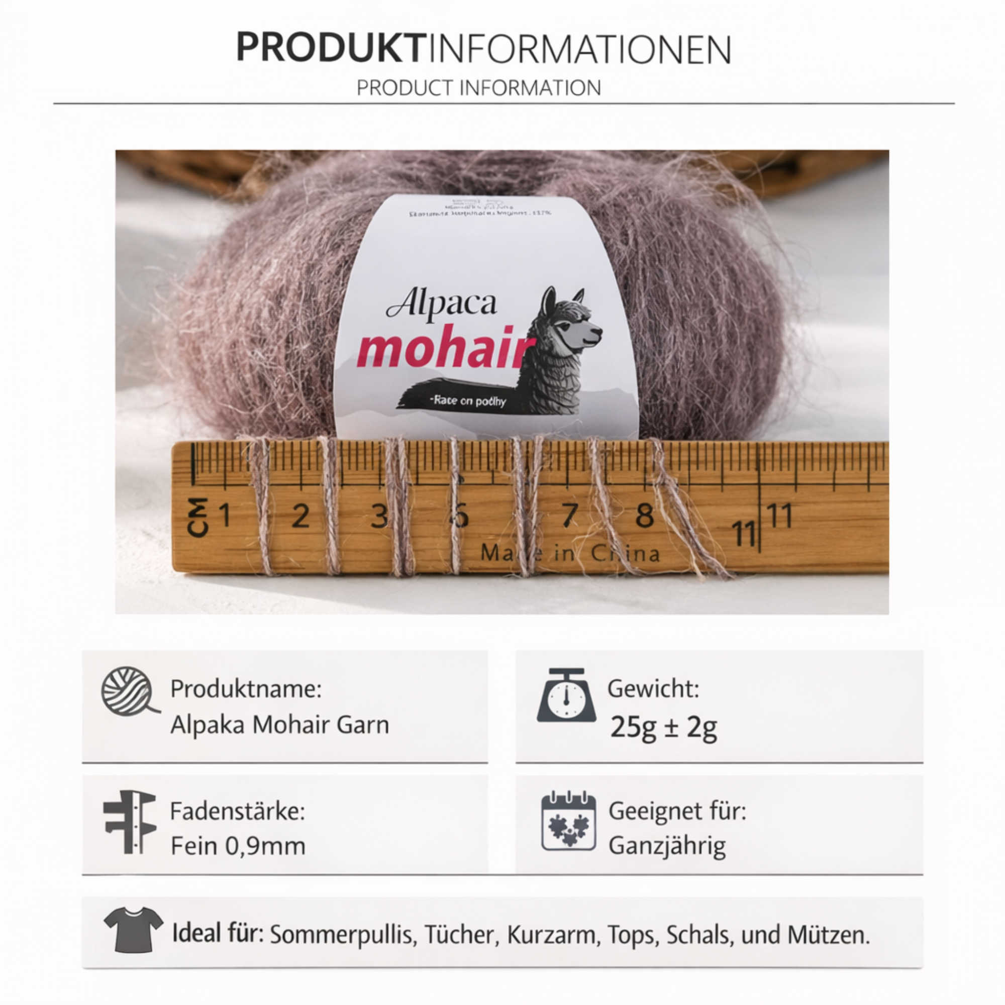 NOMIRO Wollmischgarn mit Mohair und Alpaka - 250 g Set aus 10 Knäueln - weiches Strickgarn für Pullover, Tücher, Schals und Accessoires