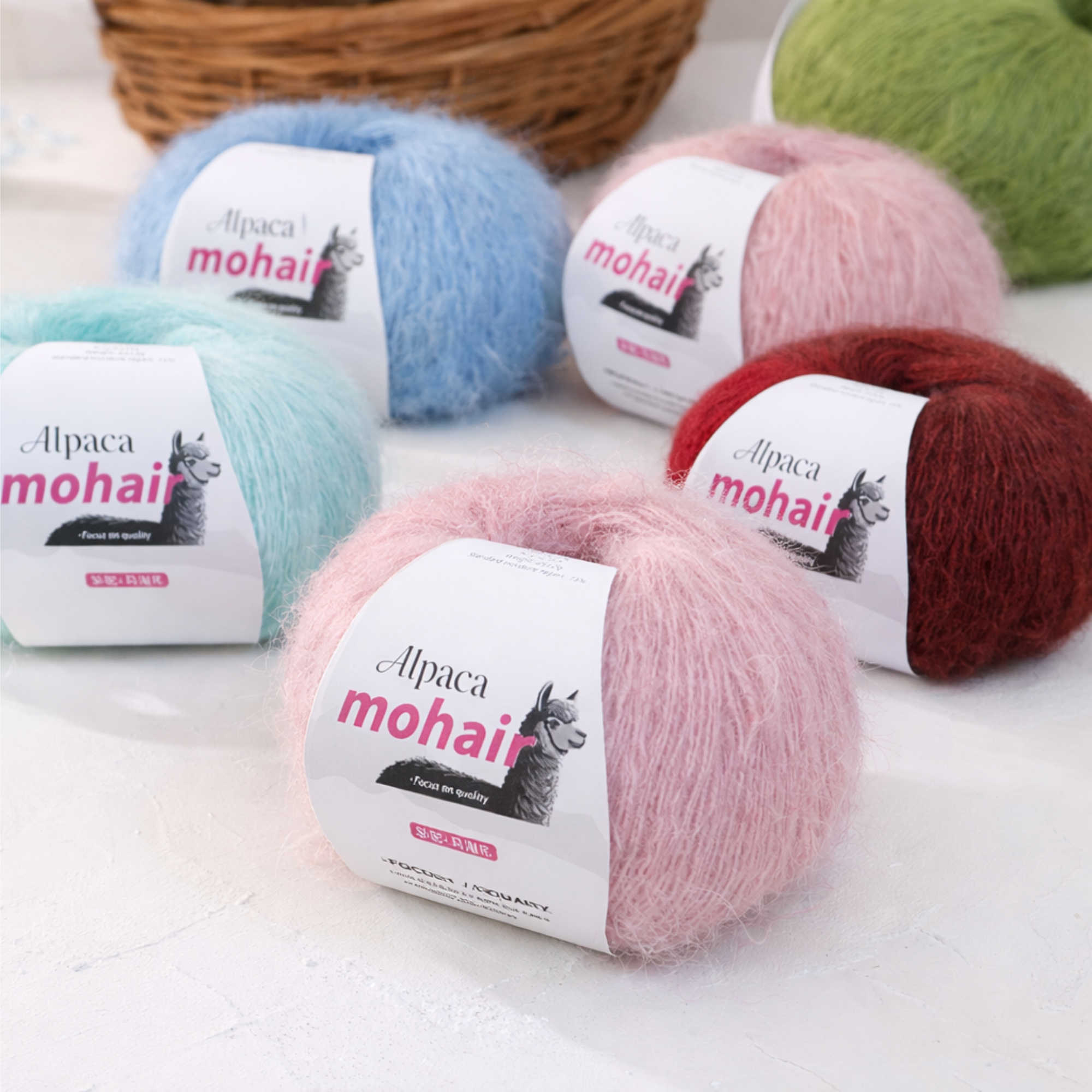 NOMIRO Wollmischgarn mit Mohair und Alpaka - 250 g Set aus 10 Knäueln - weiches Strickgarn für Pullover, Tücher, Schals und Accessoires