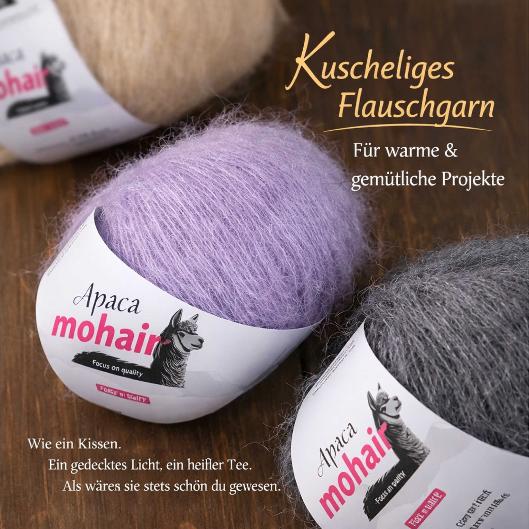 NOMIRO Wollmischgarn mit Mohair und Alpaka - 250 g Set aus 10 Knäueln - weiches Strickgarn für Pullover, Tücher, Schals und Accessoires