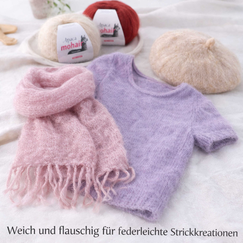 NOMIRO Wollmischgarn mit Mohair und Alpaka - 250 g Set aus 10 Knäueln - weiches Strickgarn für Pullover, Tücher, Schals und Accessoires