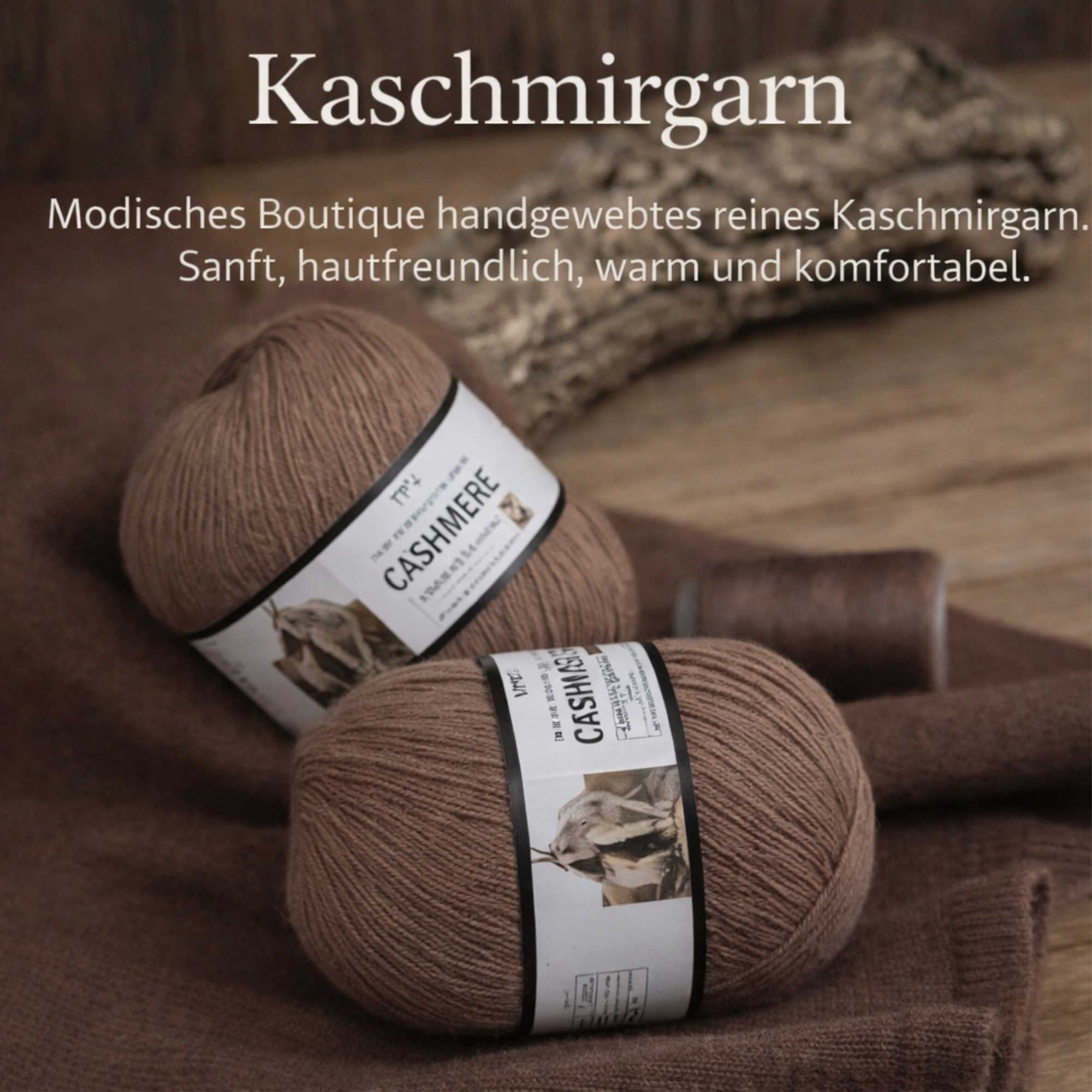 NOMIRO 100 % Kaschmir Wollgarn - 300 g Set aus 6 Knäueln - weiches Premium Strickgarn für Winterkleidung und Accessoires
