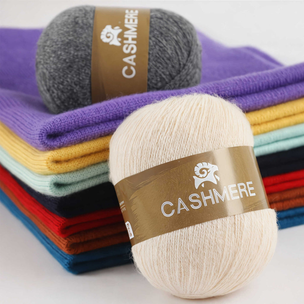 NOMIRO 100 % Kaschmir Wollgarn - 300 g Set aus 6 Knäueln - weiches Premium Strickgarn für Winterkleidung und Accessoires