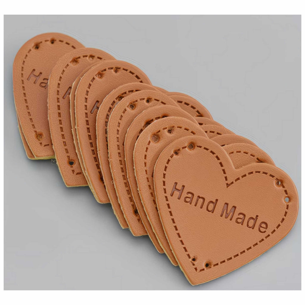 Handmade Label Set in Herzform für Mützen Taschen Kleidung Handarbeit